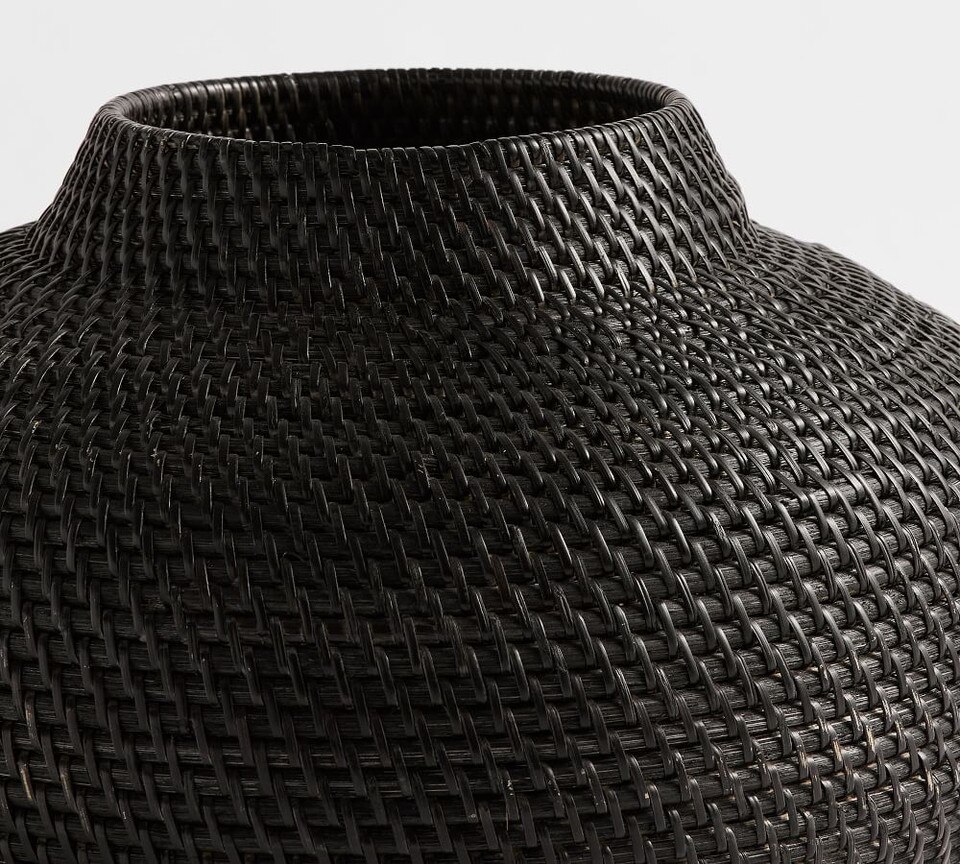 Woven Rattan Vase Collection, Black Pottery Barn Australia
